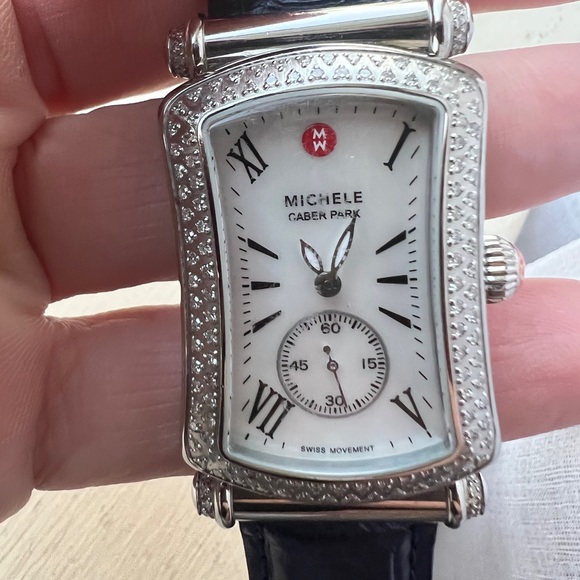 Michele Accessories - Michele Womens Caber Park Stainless Steel diamond watch